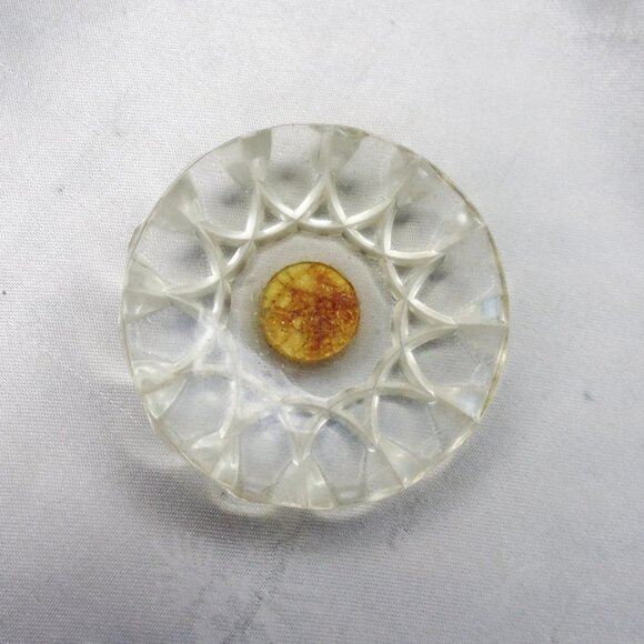 Big Vintage Carved Lucite Piece to Recycle or Upcycle _ Clear Mandala - Picture 4 of 12